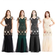 Women's 1920s Hand-Embroidered Beaded Sequin Dress