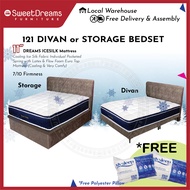 121 Storage Bed | Divan Bed | 11" Ice Silk Cooling Mattress Bedset Package