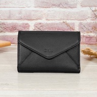 (黑色)簡約信封式9卡1照牛皮中夾4141