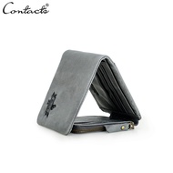 กระเป๋าถือหนังแท้Crazy Horseกระเป๋าสตางค์หนังผู้ชายVintageกระเป๋าตังค์พับสามทบซิปกระเป๋าเหรียญCowhid