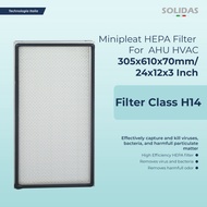 Solidas - Minipleat HEPA Filter AHU HVAC Class HEPA H14 - 305x610x70 mm