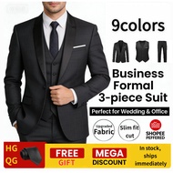 Local Delivery Korean Style Men's Formal Suit Sets Elegant Business Tuxedo Coat Slim Fit Outfit for 