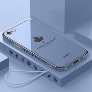 Casing For iPhone 6 / 6 Plus / 6s / 6s Plus / 7 / 7 Plus / 8 / 8 Plus / SE 2020/2022 Case Maple Leaves Plating Cover Soft TPU Phone Case