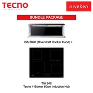 (HOOD + HOB) Tecno ISA 3890 Downdraft Cooker Hood + Tecno TIH 648 4-Burner 60cm Induction Hob