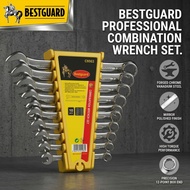 BESTGUARD Combination Wrench Set CR-V Steel 12 Point Spanner 6-27mm with Organizer Spanner Set