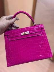 Hermes Kelly 25 J5 天方夜譚紫銀扣亮面鱷魚兩點