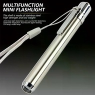 1Pc Stainless Steel Mini Pocket Lamp Led 365/395 UV Flashlight Torch Ultra Violet Light AAA Battery 