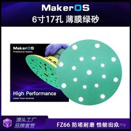 FZ666 Hole Fisto 150MM Inch Film Flocking Sandpaper Car Factory Direct Supply Green Sand Grinder 17 