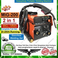 Mig MMA 200 WELDING MACHINE 2 in 1 GASSLESS MIG & inverter Welder Mesin welding Aco