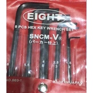 EIGHT L-Shaped Hexagon Wrench 8 Pieces 003-1 Length 1.5-8 Mm Genuine Japanese Eth 1