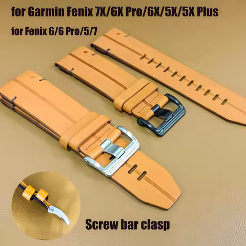 ANBEST 22 26MM for Garmin Fenix 6/6 Pro/5/7 Band for Fenix 7X/6X Pro/6X/5X/5X Plus Genuine Leather S