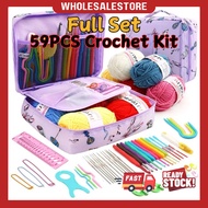 59PCS DIY Beginner Crochet Set Full Set Knitting Sew Kit Weaving Tools Embroidery Set Cross-Stitch T