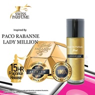 SWISS LADY A MILLION PREMIUM QUALITY LONG LASTING INSPIRED PERFUME 15 hours ! MINYAK WANGI TAHAN LAM