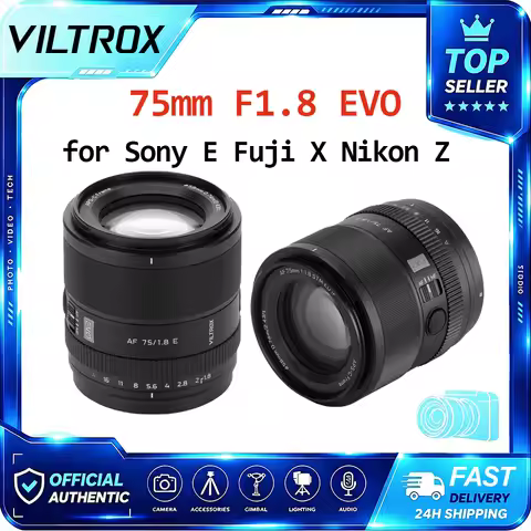 VILTROX 75mm F1.8 EVO APS-C Auto Focus Prime Lens For Sony E 6700 Fuji X X-T5 Nikon Z Z30 Mount Mirr