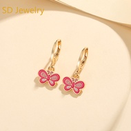 LM535【COD】 Fashion Kupu-kupu Anting Anak Titanium Lapis Emas Perhiasan Imitasi Anting