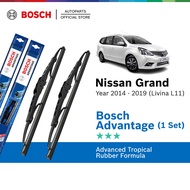 Bosch Advantage U Hook Wiper Set for Nissan Grand Livina L11 (24"/14")