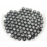 Alphabet Black Round Beads Manik Huruf Abjad DIY Children Jewelry (285)