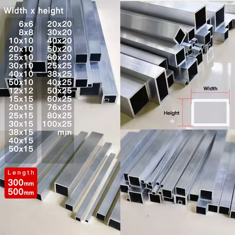 Aluminium alloy square tube Height 5-25mm length 300 500mm Square profile DIY decoration Aluminum sq