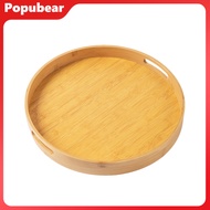 Bamboo Pallet Round Serving Tray with Handles Versatile Durable Bamboo Storage Tray for Home Kitchen