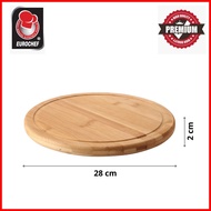 ♒ ◵ ♠ Eurochef Non Slip Bamboo Cutting Board Wooden Food Serving Tray Chopping Board Round Circle W