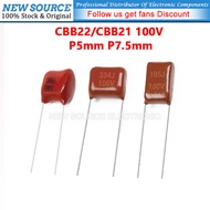 [10pcs] CBB22/21 100V Capacitor P5mm P7.5mm 0.01UF 0.022UF 0.1UF 0.33UF 0.35UF 0.4UF 330PF 223J 103J