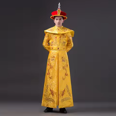 High Quality Men Chinese Empress Costumes with Dragon Cosplay Costume Male Hanfu Ancient Qing Dynast