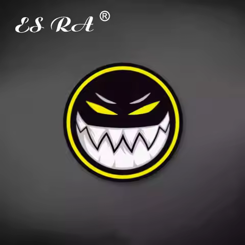 Teeth Baring Smiley Face Reflective Stickers Motorcycle Body Glass Luggage Computer Decoration Decal