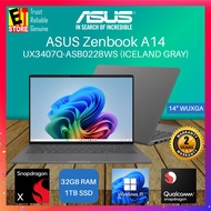 ASUS Zenbook A14 UX3407Q-ASB0228WS (Snapdragon X X1-26-100/32GB/1TB SSD/14" WUXGA/ Qualcomm Adreno G