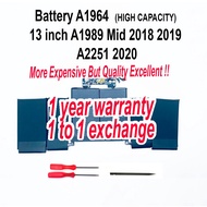 Battery A1964 5100mAh (High Capacity) For Model A1989 Mid 2018 2019 A2251 2020