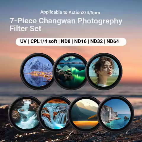 Camera Filter Kit for DJI Action5Pro/5/4/3; CPL Polarizer; UV Filter; Soft Filter; ND8/16/32/64 Filt