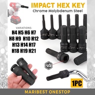CR-MO Steel 1/2" DR Hex Drive Bit Impact Hex Bit Impact Hex Key H4-H19 4MM 5MM 6MM 8MM 9MM 10MM 12MM