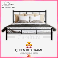 EE HOME 3V Powder Coat Metal Double Bed Frame Queen Size Frame Katil Besi Katil Asrama Queen Bed - D