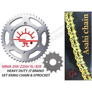 Kawasaki Ninja 250 Z250 Z SL YAMAHA YZF R25 MT25 Xring Chain Set Rantai Sprocket JT ASAHI Original 5