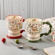 Retro Oil Painting General Ceramic Coffee Cup Feel Niche Mug Girl Souvenir High-value Water Cup H8C1