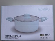 SOKO 18公分雙耳陶瓷不黏湯煲