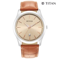 Titan Trendsetters Light Rose Gold Dial Analog Leather Strap watch for Men