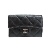黑色 荔枝紋牛皮 名片夾 卡夾 銀扣【CHANEL 香奈兒】 AP0214