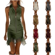 WE Western cowgirl dress  V-neck sleeveless dress retro dress