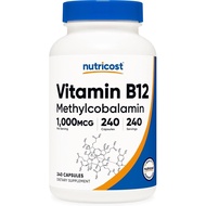 Nutricost Vitamin B12 (Methylcobalamin) 1000mcg, 240 Capsules - Vegetarian, & Gluten Free B12 Supple