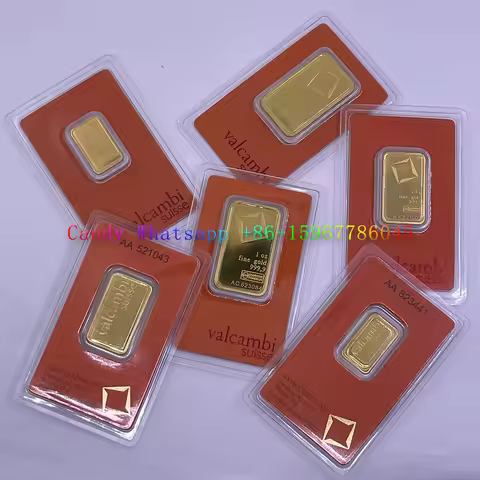 Valcambi 1oz/5g/20g Copper Bar 24k Gold-Plated Bullion Ingot Non-Magnetic Unique Serial Number Craft