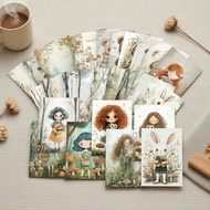 32 Vintage Forest Mushroom Girls & Animals Postcards - Thick Cardstock, HD Print, Collectible