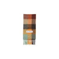 Acne Studios Mohair Check Scarf Chestnut BrownYellowGreen Unused