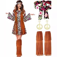 70s 60s hippie costume set 70s clothing accessories for carnival party halloween women disco dress