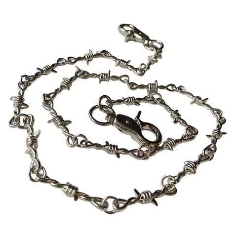 Chain Necklace Trousers Waist Punk Chain Pants Hippop Grunge Goth Jewelrythornslong Wire Barbed Jean