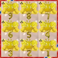 6pcs Giraffe Balloon with Number Gold Foil Balloon Set Kid Birthday Party Photo Backdrop Decoration