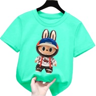 baju kaos anak perempuan/laki laki gambar boneka labubu monster 1-12tahun lengan pendek k.189