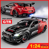KLT 1:24 Nissan GTR R35 Spray Version Diecast Model Car Alloy Cars Toys Collection Gift For Kids Boy