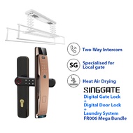 SINGGATE [Mega Bundle] PEARL WHITE Smart Laundry System + Video Call Smart Viewer Digital Door Lock + Biometrics Digital Gate Lock | LS023 + FR006 +FM021