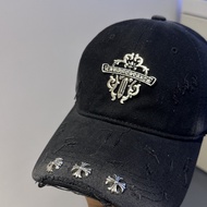 Big Head Circumference New Style Chrome Hearts Distressed Frayed Cross Baseball Cap Sunshade Sunscre
