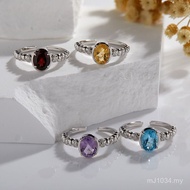 Gem Cross-Border Female Inlaid Colorful Gem Ring Jewelry European American Hot-selling Natural Live 